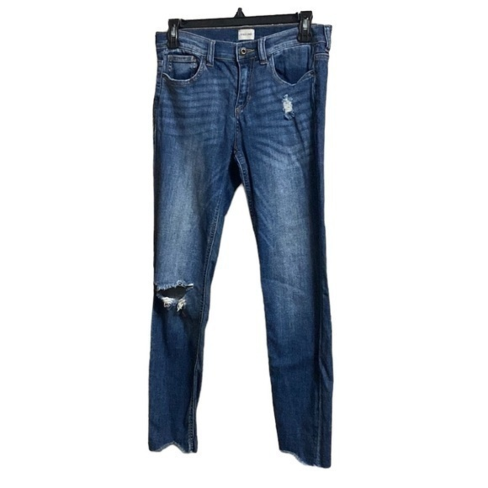 Sneak Peek Mid Rise Distressed Ankle Jeans Cotton Blend